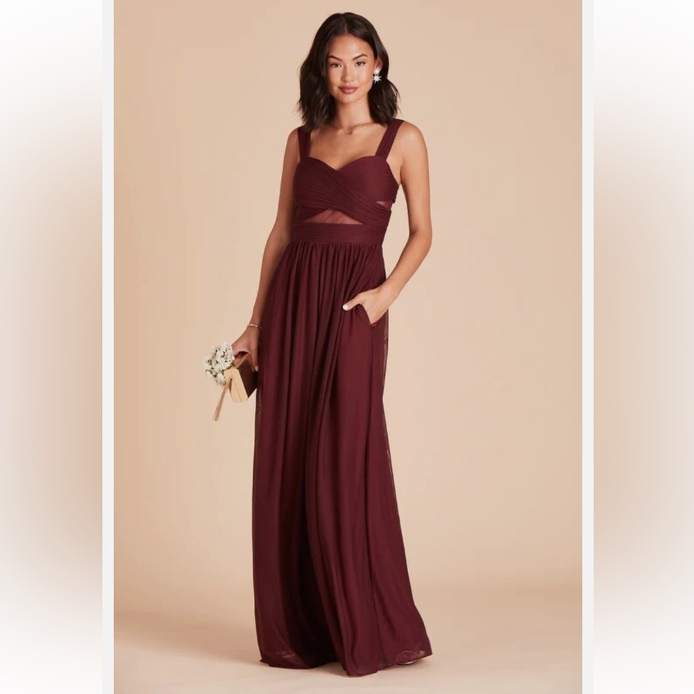 Elegant Burgundy Peakaboo Panel Bandage Birdy Grey Formal Dress